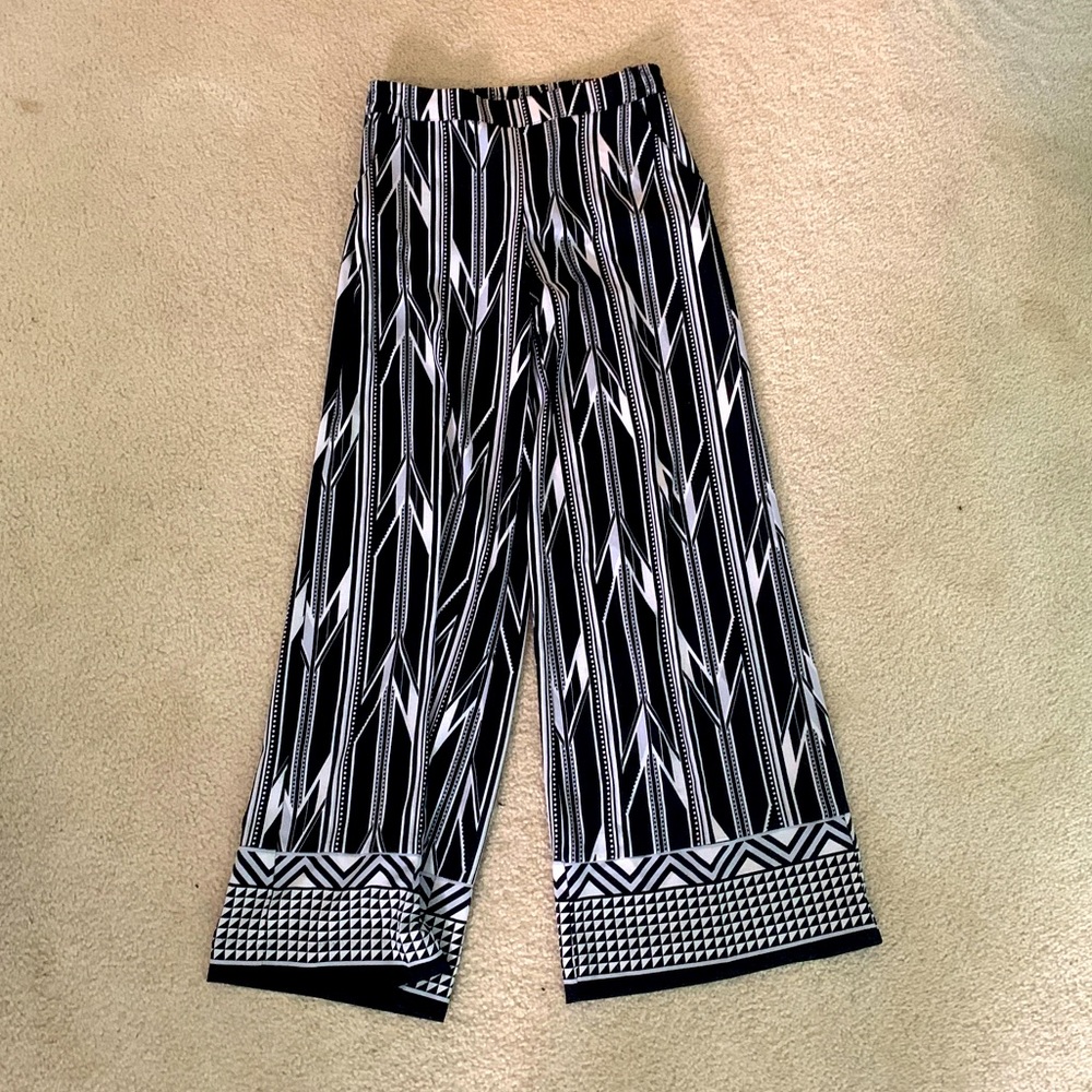 Black/White Wide Leg Pants